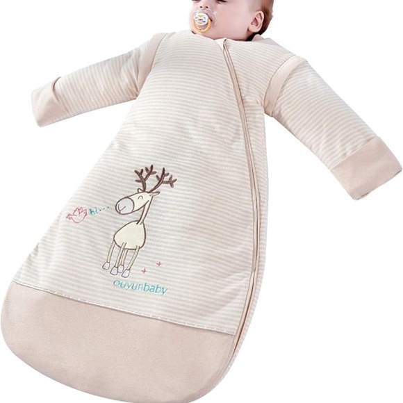 OuYun Baby Organic Sleeping Bag Detachable Sleeve Wearable Blanket - Picture 1 of 13